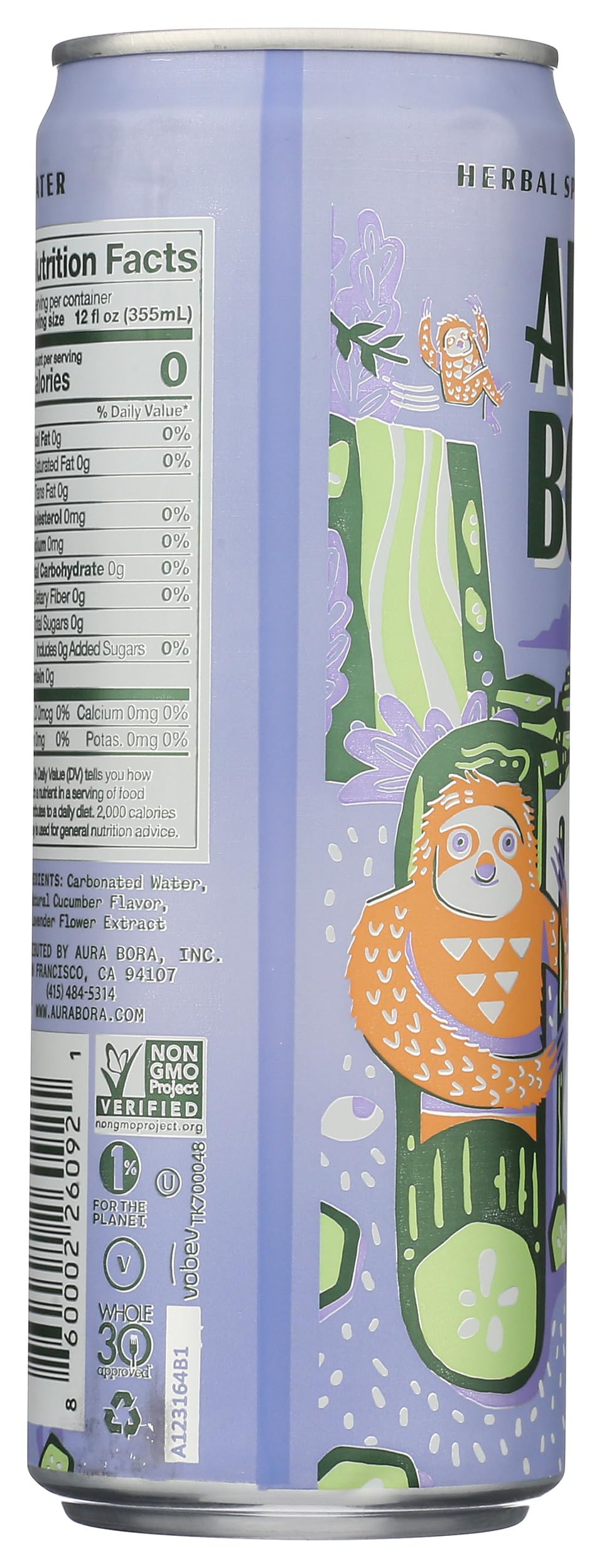 Aura Bora Herbal Sparkling Water Lavender Cucumber, 12 Ounce