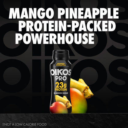 Oikos Pro Mango Pineapple Cultured Dairy Drink, 23 Grams of Protein, 0g Added Sugar, Just Delicious High Protein Snacks, 7 FL OZ Bottle