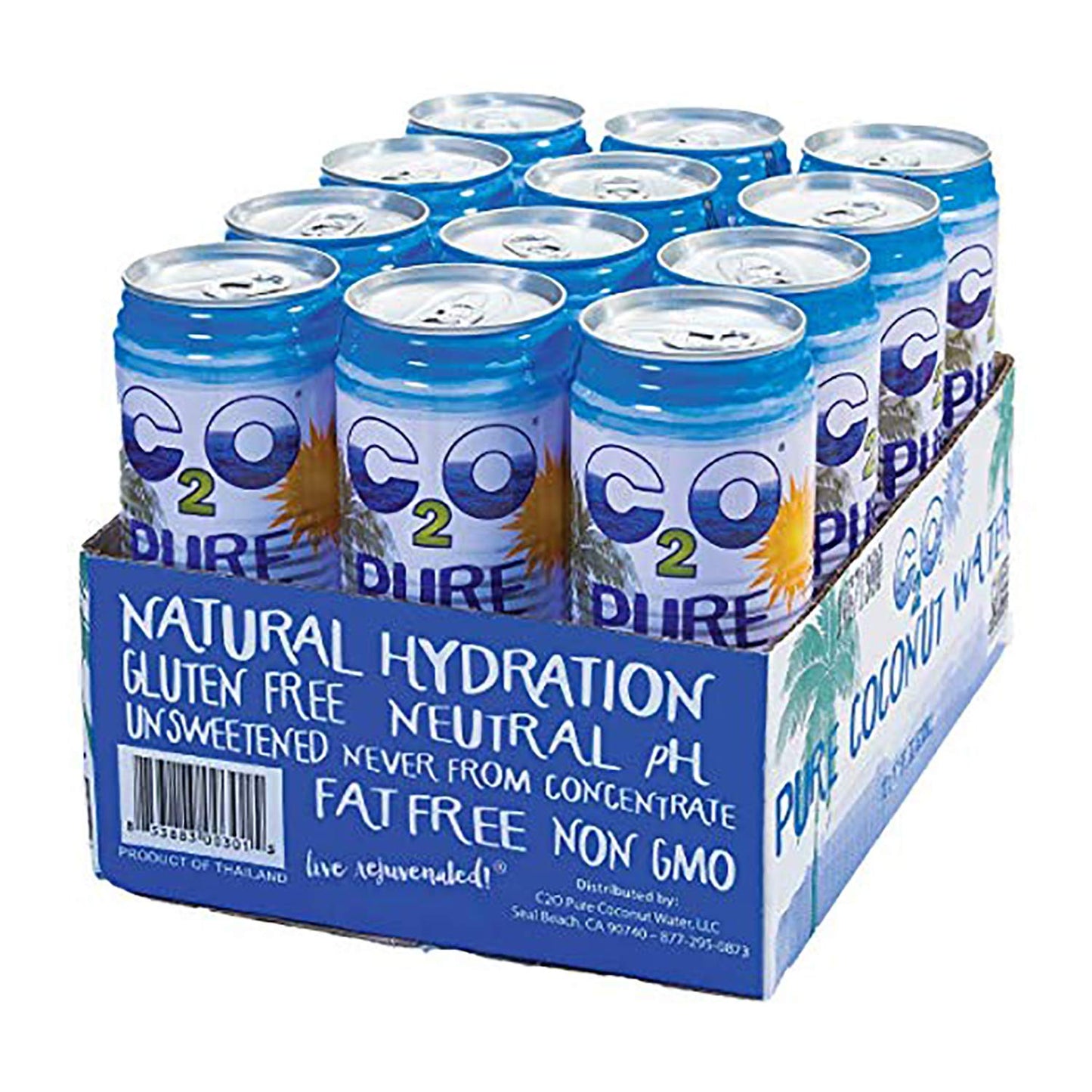 C2O Pure Coconut Water with Mango | Plant Based | Non-GMO | No Added Sugar | Essential Electrolytes | 17.5 FL OZ (Pack of 12)