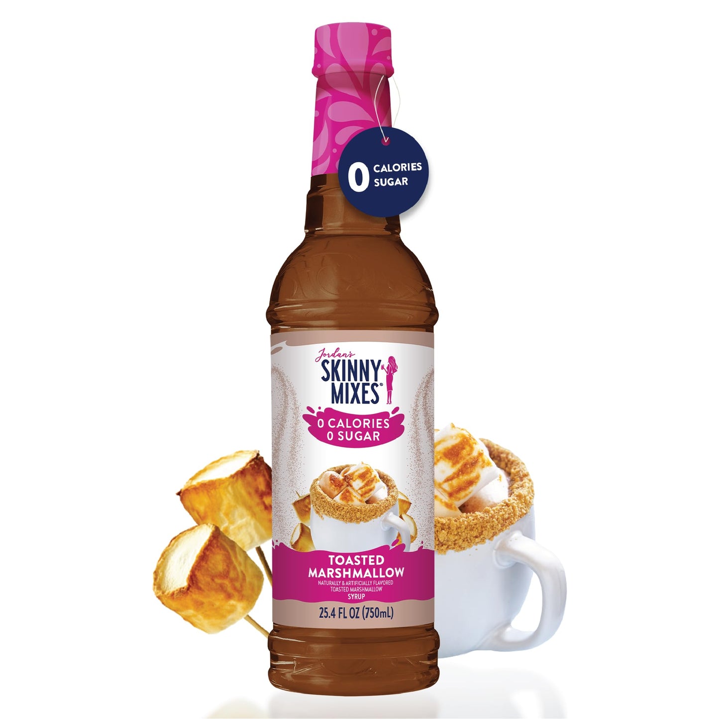 Jordan's Skinny Mixes Sugar Free Coffee Syrup, Toasted Marshmallow Coffee Flavoring Syrup, Zero Calorie Drink Mix, Lattes, Baking, Protein Shake or Cocktail, Dairy & Gluten Free, Kosher, 25.4 Fl Oz