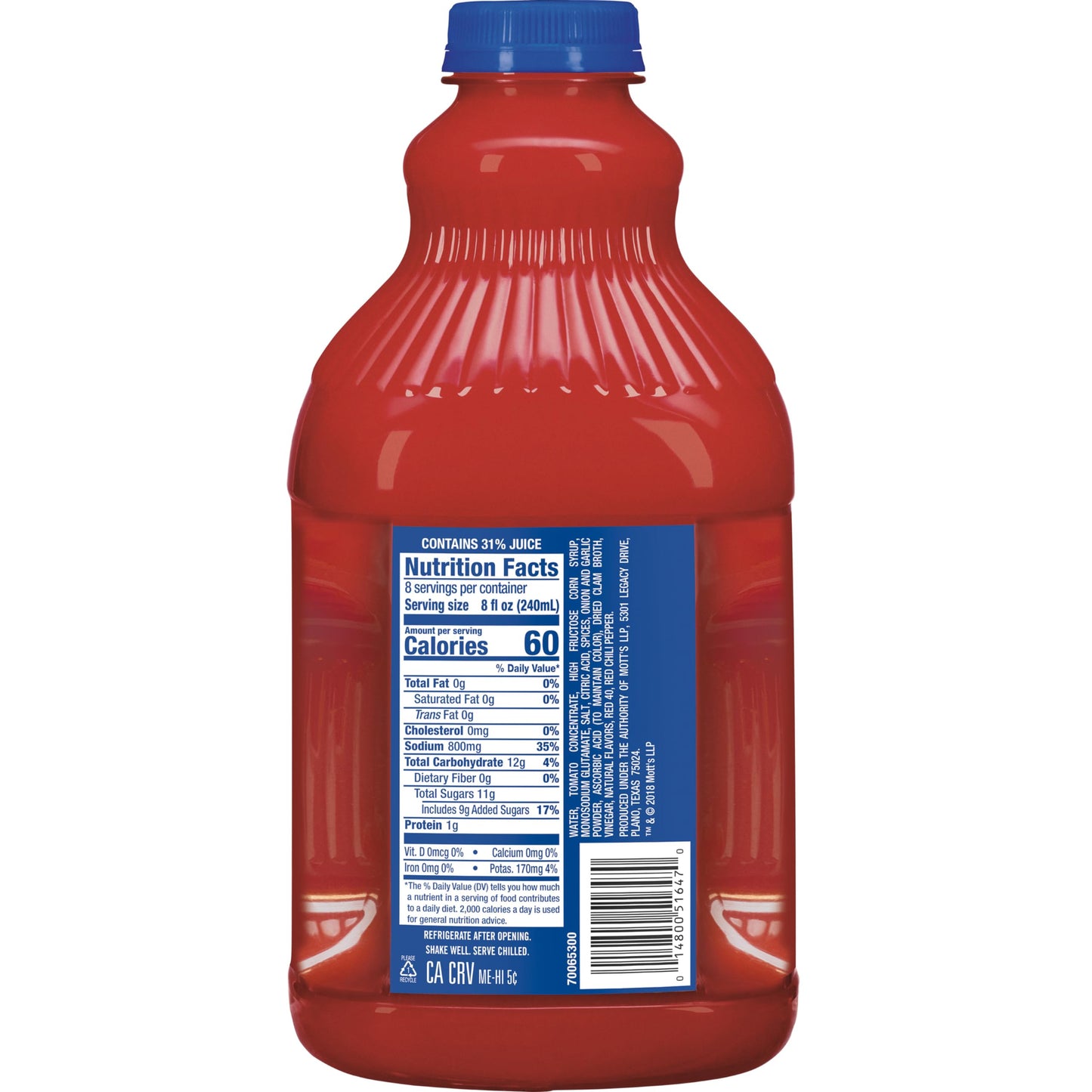 Clamato Original Tomato Cocktail Mixer, 64 fl oz bottle