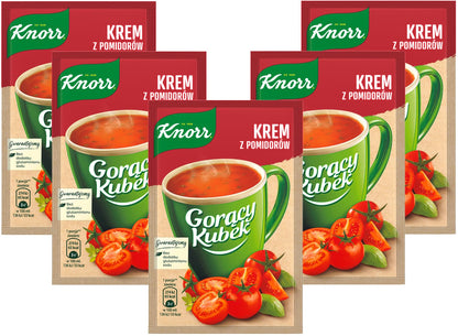 Knorr Hot Cup Cream of Tomatoes Instant Soup Goracy Kubek, 19g (Pack of 5)