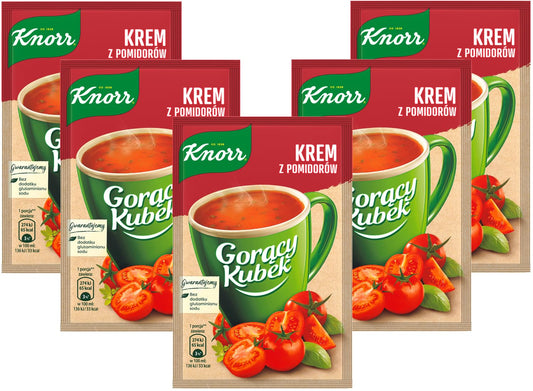 Knorr Hot Cup Cream of Tomatoes Instant Soup Goracy Kubek, 19g (Pack of 5)