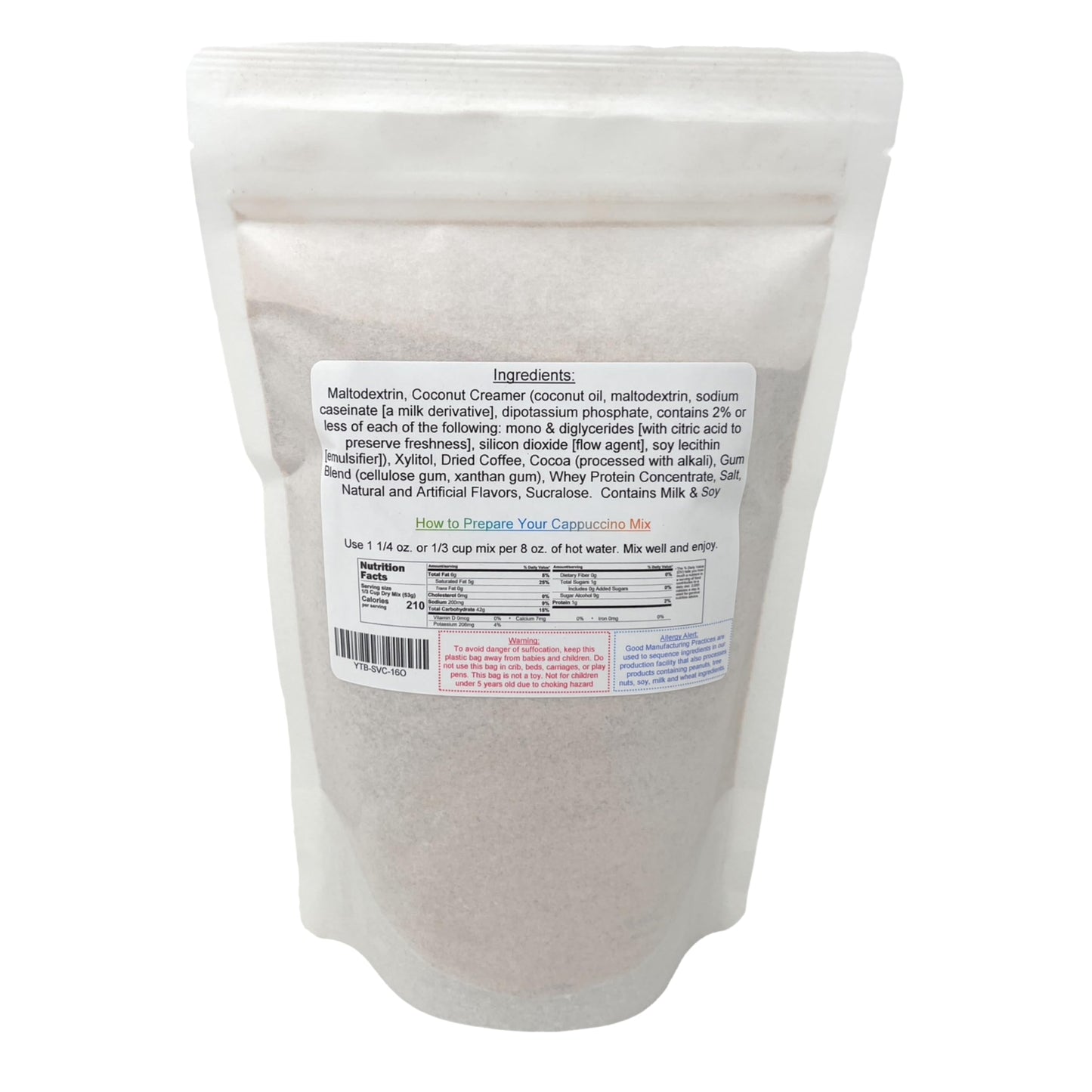 YANKEETRADERS French Vanilla Cappuccino Mix, No Sugar Added, 16 Oz Bag