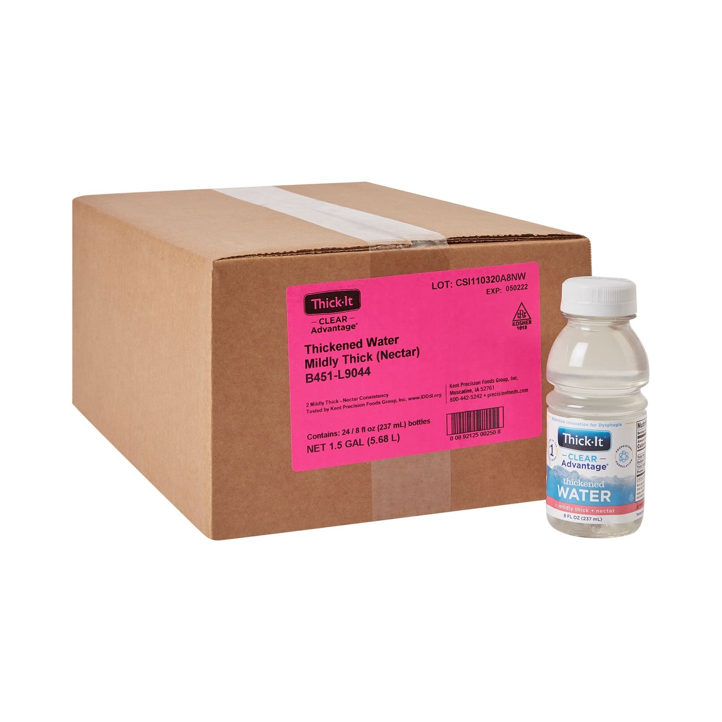 Thick-It Clear Advantage Mildy Thick Water, Nectar Consistency, Ready-to-Drink, Digestible Swallowing Aid, Hydration on the Go, Convenient & Ready-to-Use, No Mixing Needed, 8 oz Bottle (24 Pack)