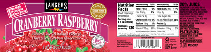Langers Cranberry Variety Pack, Cocktail, Raspberry, Pineapple, Mango, 101.4 Fl Oz (Pack of 4)