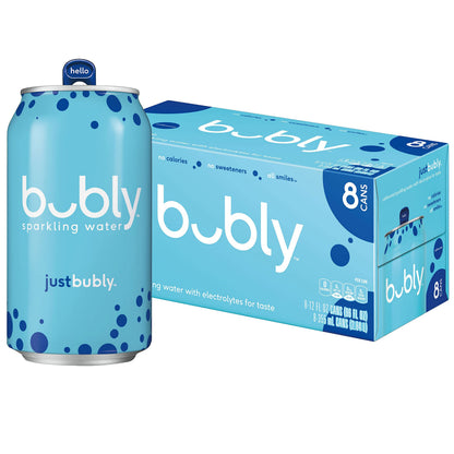 bubly Sparkling Water, Just bubly Unflavored, 12oz Cans, (8 Pack)
