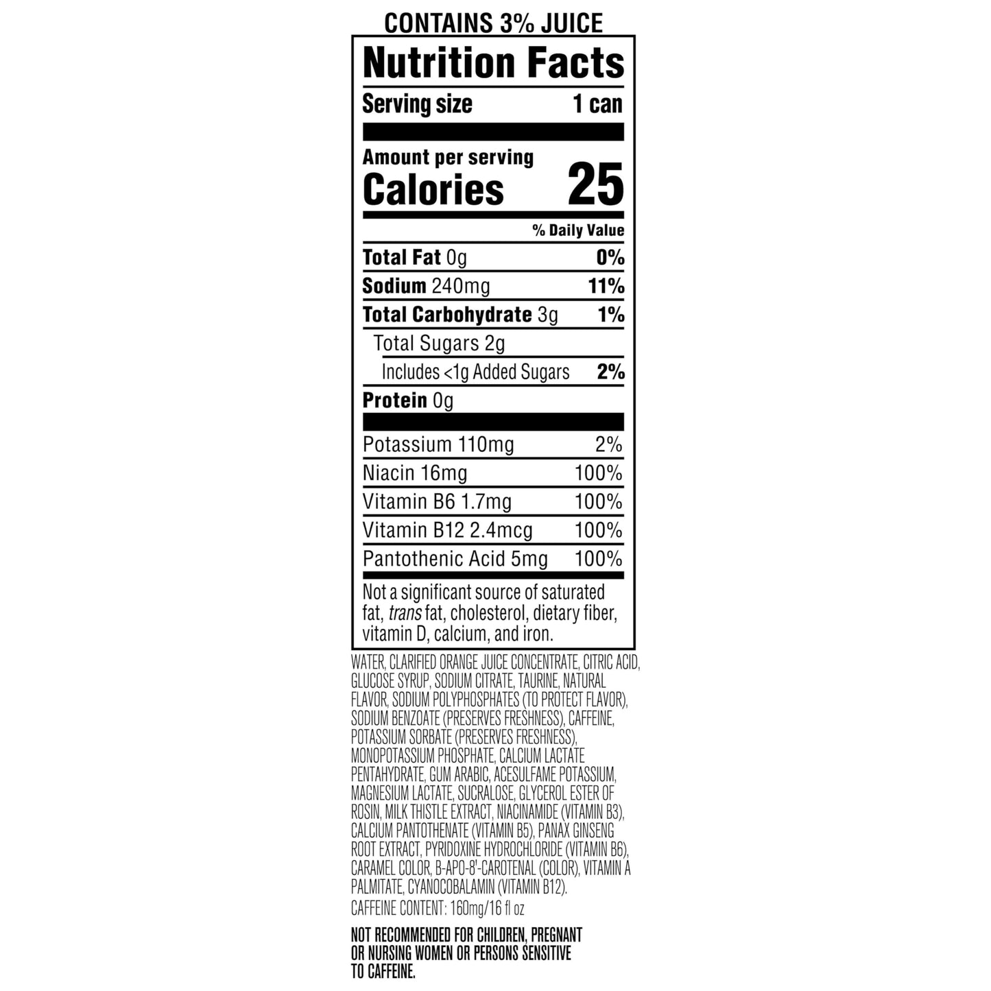Rockstar Energy Drink with Caffeine Taurine and Electrolytes,Recovery Orange,16 Fl Oz,(Pack of 24)