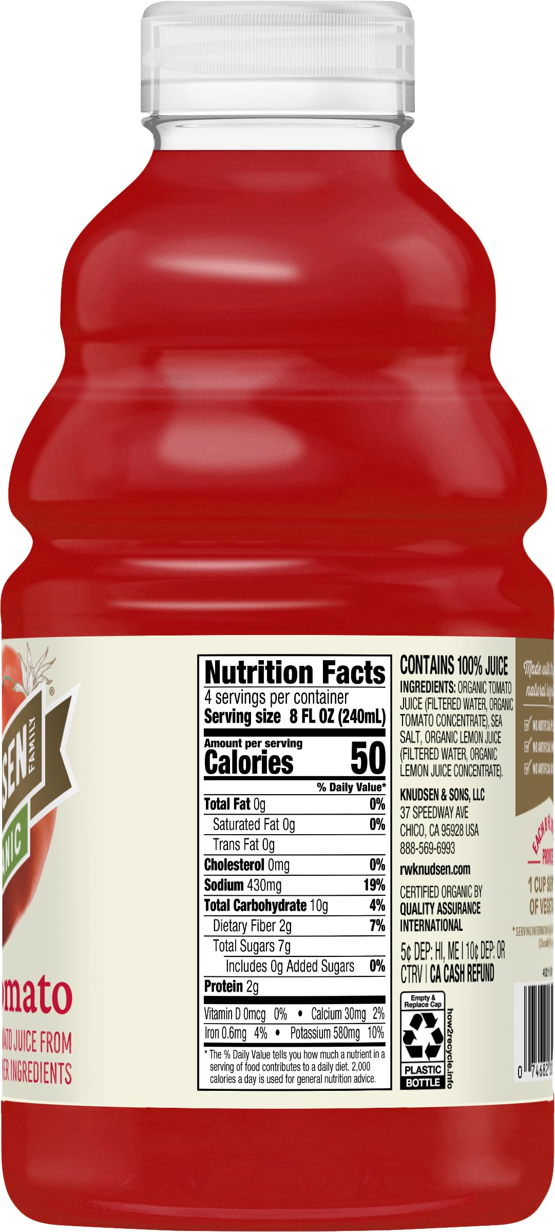 R.W. Knudsen Organic Tomato Juice, 32 fl oz (Pack of 1)