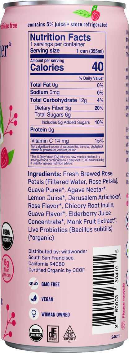 Wild Wonder Organic Guava Rose Prebiotic & Probiotic Drink, 12 FZ