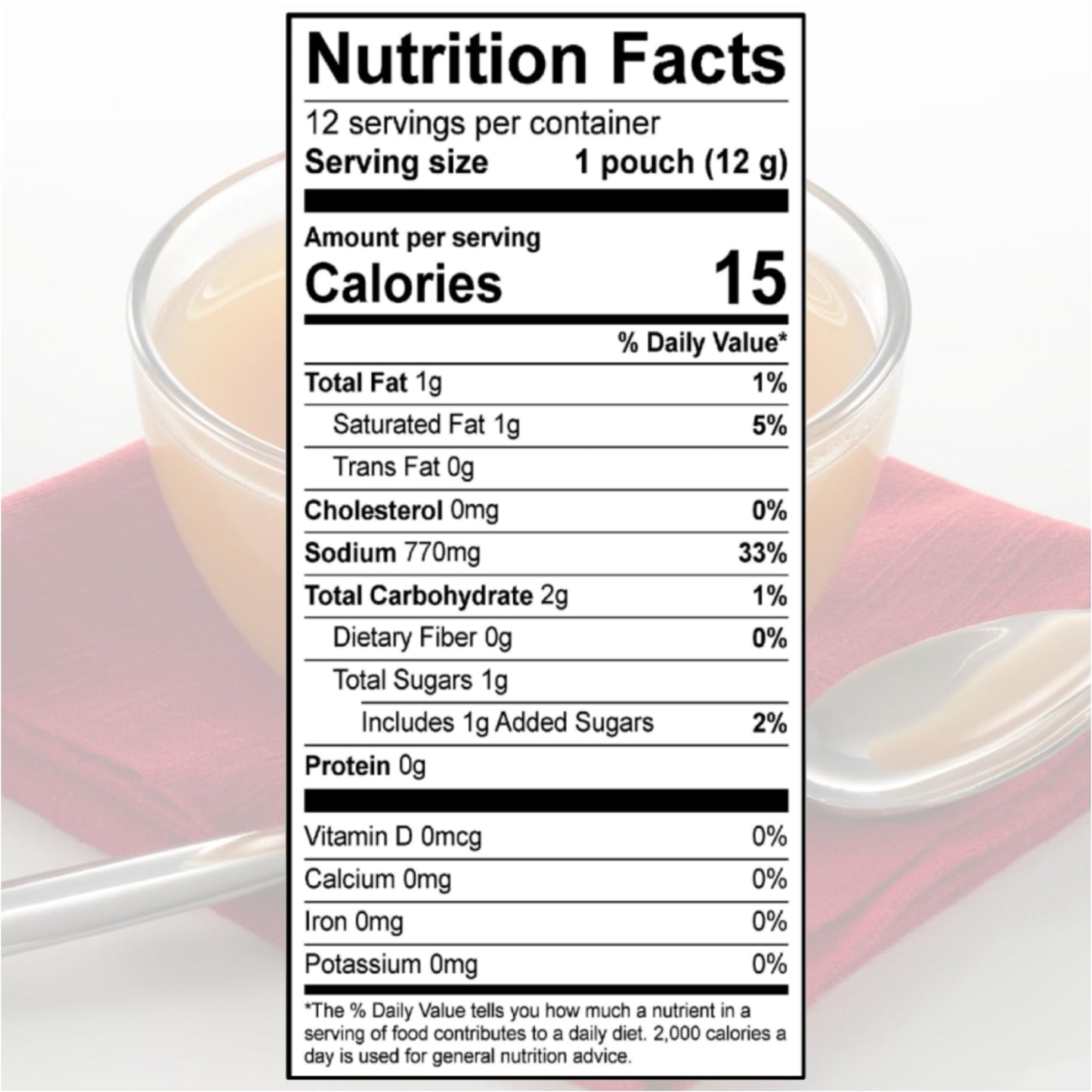 SAVORY CHOICE Beef Broth Concentrate, 1 Box of 12 Packets (12g) - Gluten-Free, Diary-Free Broth Concentrate