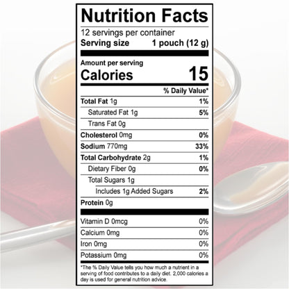SAVORY CHOICE Beef Broth Concentrate, 1 Box of 12 Packets (12g) - Gluten-Free, Diary-Free Broth Concentrate
