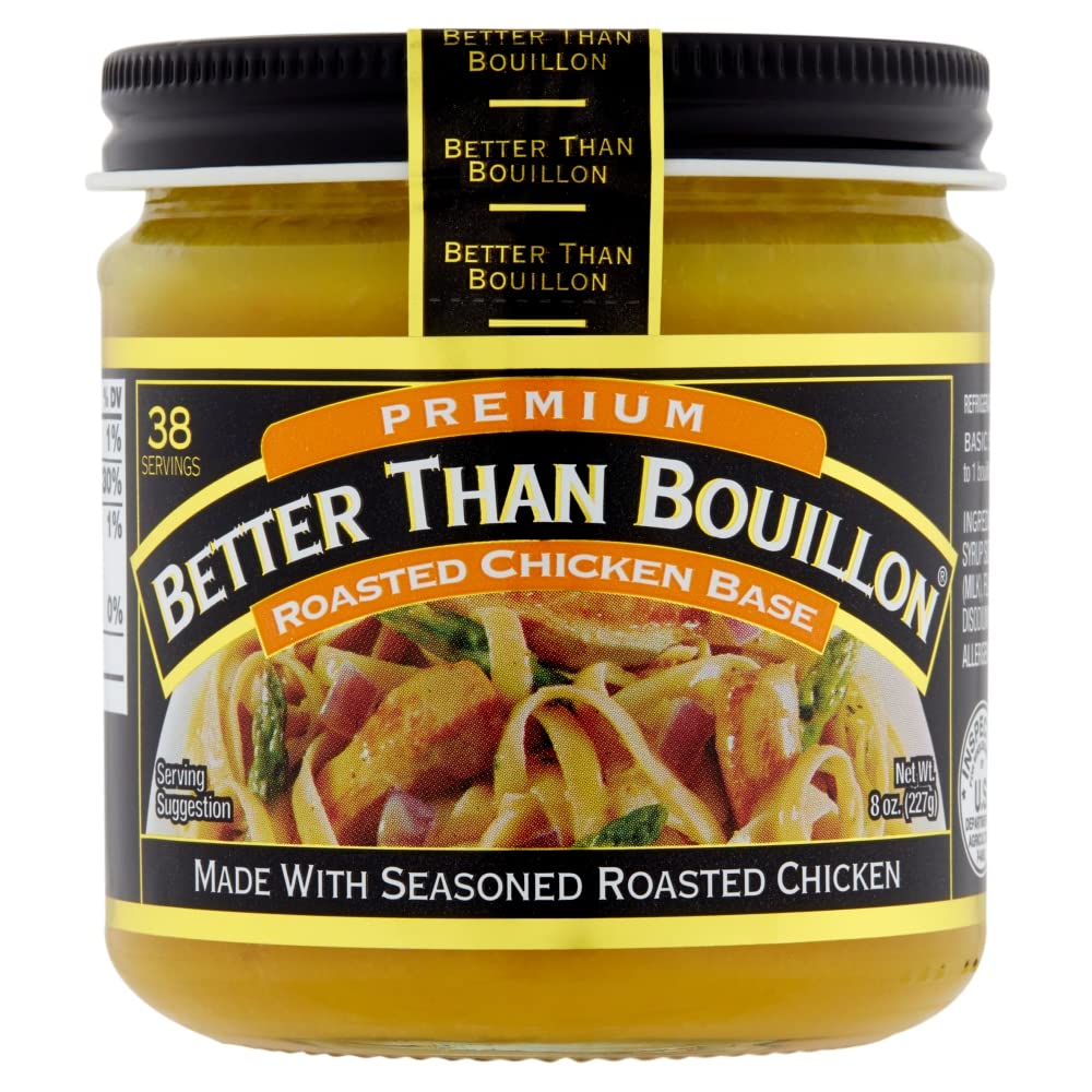 Better Than Bouillon Premium Roasted Chicken Base, Made with Seasoned Roasted Chicken, 38 Servings, Blendable Base for Added Flavor 8.00 Ounce (Pack of 2)