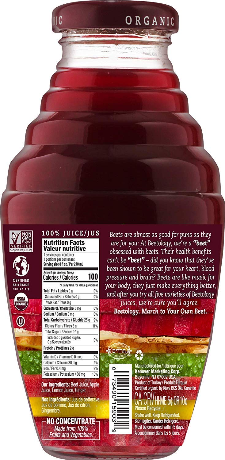 Beetology Beet Plus Lemon Plus Ginger Juice, 8.45 Fl Oz (Pack of 6)
