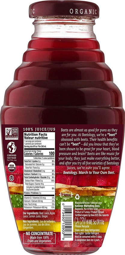 Beetology Beet Plus Lemon Plus Ginger Juice, 8.45 Fl Oz (Pack of 6)