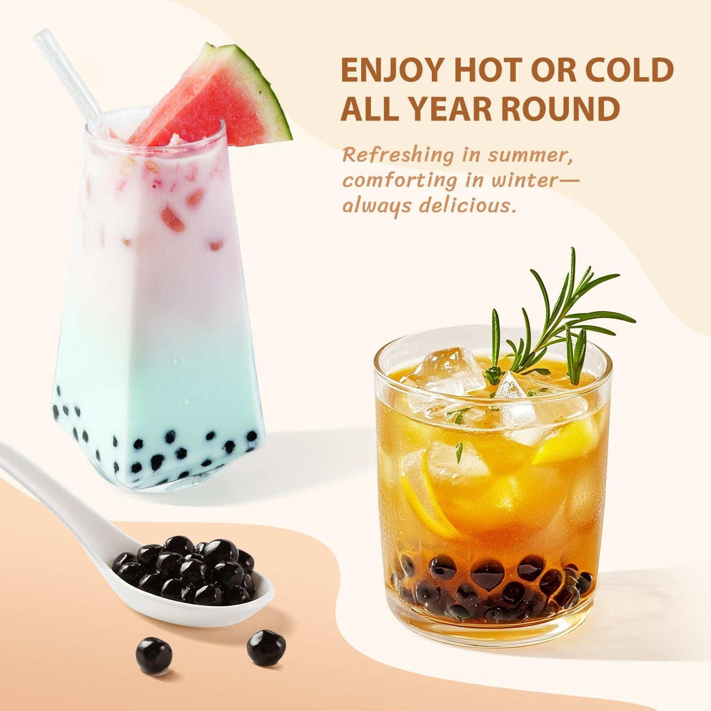 Soeos Tapioca Pearls 2.2 lb (2Pack), Boba Pearls for Bubble Tea, Beverages, Sweets, Ice Cream, Shakes, Desserts & Smoothies Topping