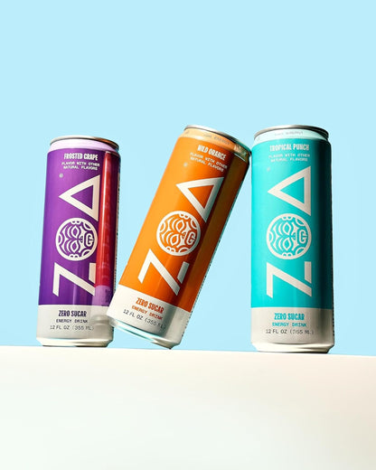 ZOA Zero Sugar Energy Drinks, Variety Pack - Sugar Free with Electrolytes, Healthy Vitamin C, Amino Acids, Essential B-Vitamins, and Caffeine from Green Tea (MS, TP, FG, WO)- 12 Fl Oz (12-Pack)
