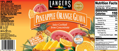 Langers Tropical Variety Pack, Mango Orange Passionfruit, Pineapple Orange Guava, Island Blend, Mongo Mango, 64 fl oz (Pack of 4)