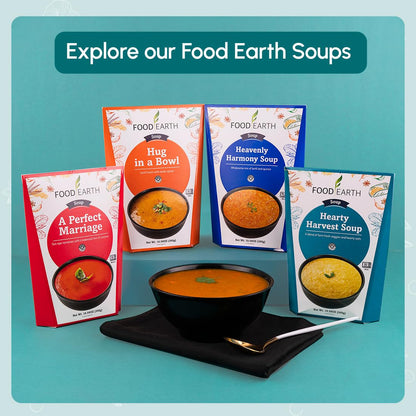 Food Earth Hearty Harvest Soup, Pack of 6 (300 g Each), Vegan & Gluten-Free, Ready-to-Eat Oat & Vegetable Soup, 10.58 oz Each