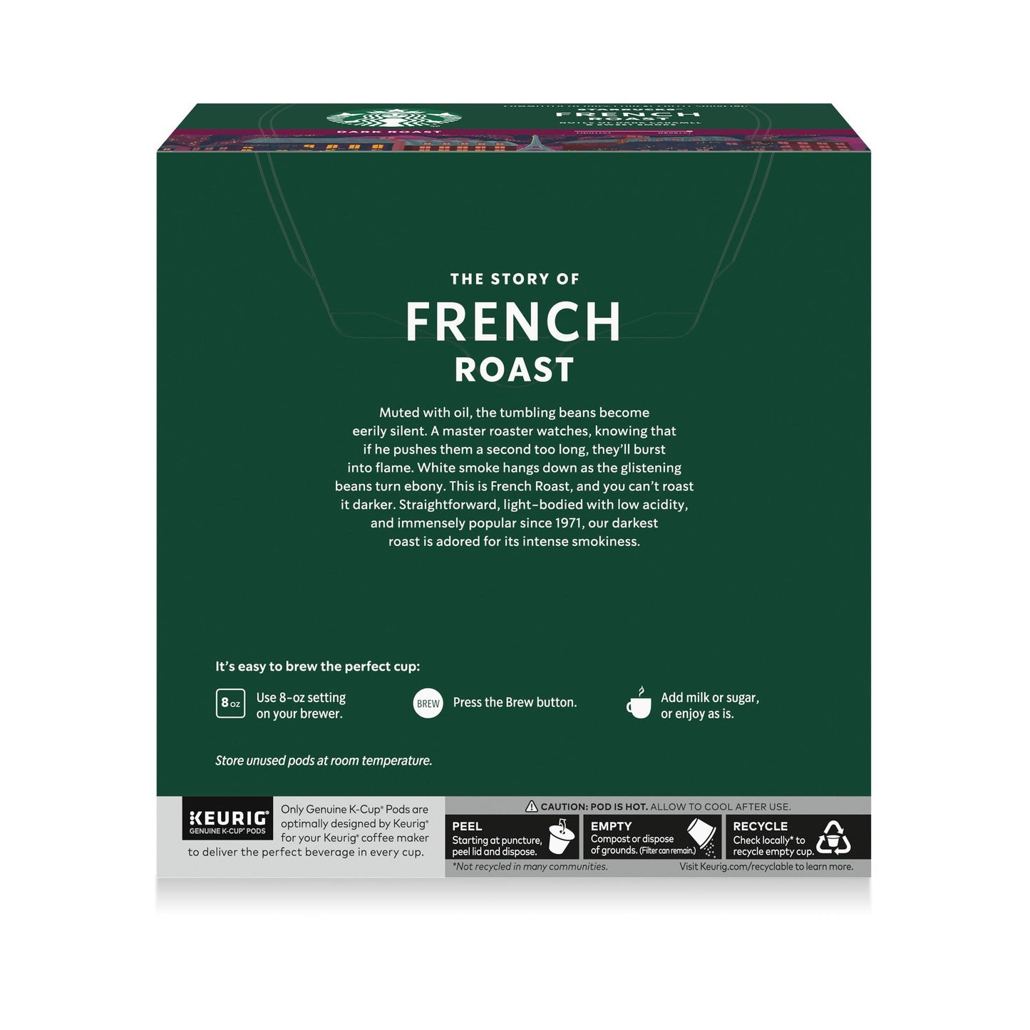 Starbucks K-Cup Coffee Pods, Dark Roast Hot or Iced Coffee, French Roast, 32 Keurig Pods