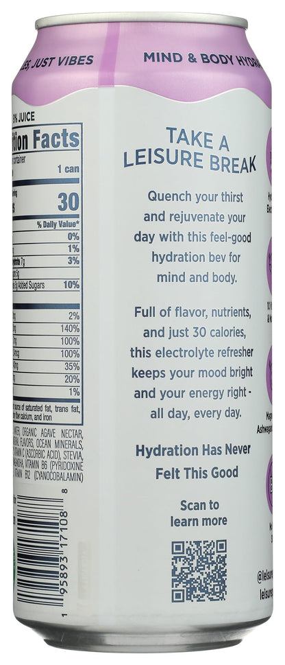 Leisure Hydration, Refresher EleCountrolyte Wild Blueberry, 16 Fl Oz