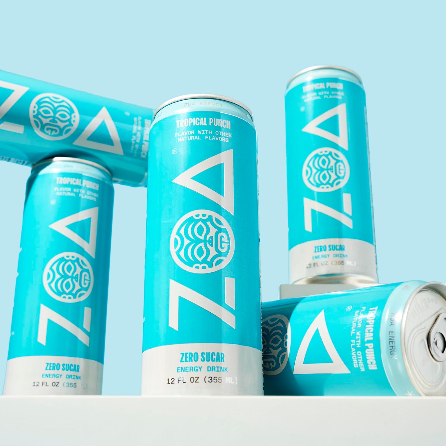 ZOA Zero Sugar Energy Drink Variety Pack, Sugar Free with Electrolytes, Healthy Vitamin C, Amino Acids, Essential B-Vitamins, and Caffeine from Green Tea, 18 12 oz cans, White Peach, Tropical Punch, Frosted Grape