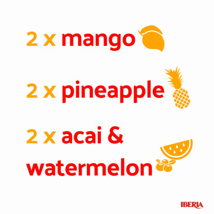 Iberia Aloe Vera Drink with Aloe Pulp and Chia Seeds 16.9 Ounce (Pack of 6) 2 X Watermelon & Acai, 2 x Mango, 2 x Pineapple