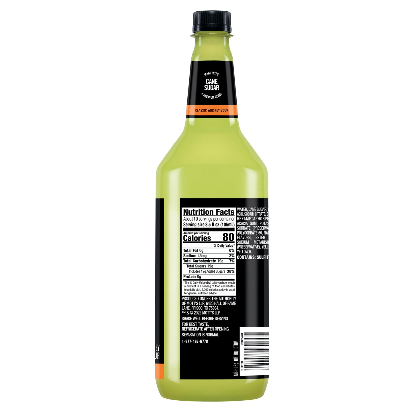 Mr & Mrs T Whiskey Sour Mix, 1 L bottle (Pack of 6), Tart and Sweet Blend Flavored Cocktail Mixer, Made with Cane Sugar, Perfect for Traditional Whiskey Sour and Mocktail Drinks