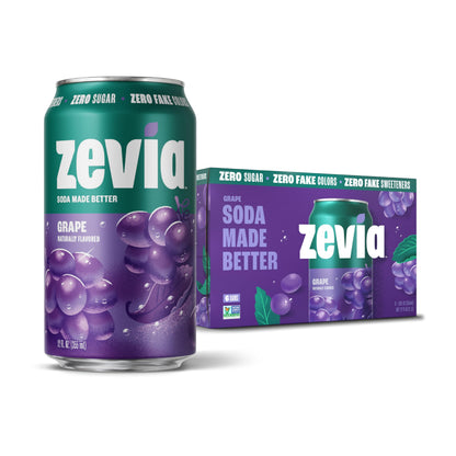 Zevia Grape Zero Calorie Soda, 12 Fl Oz Cans, 6 Pack