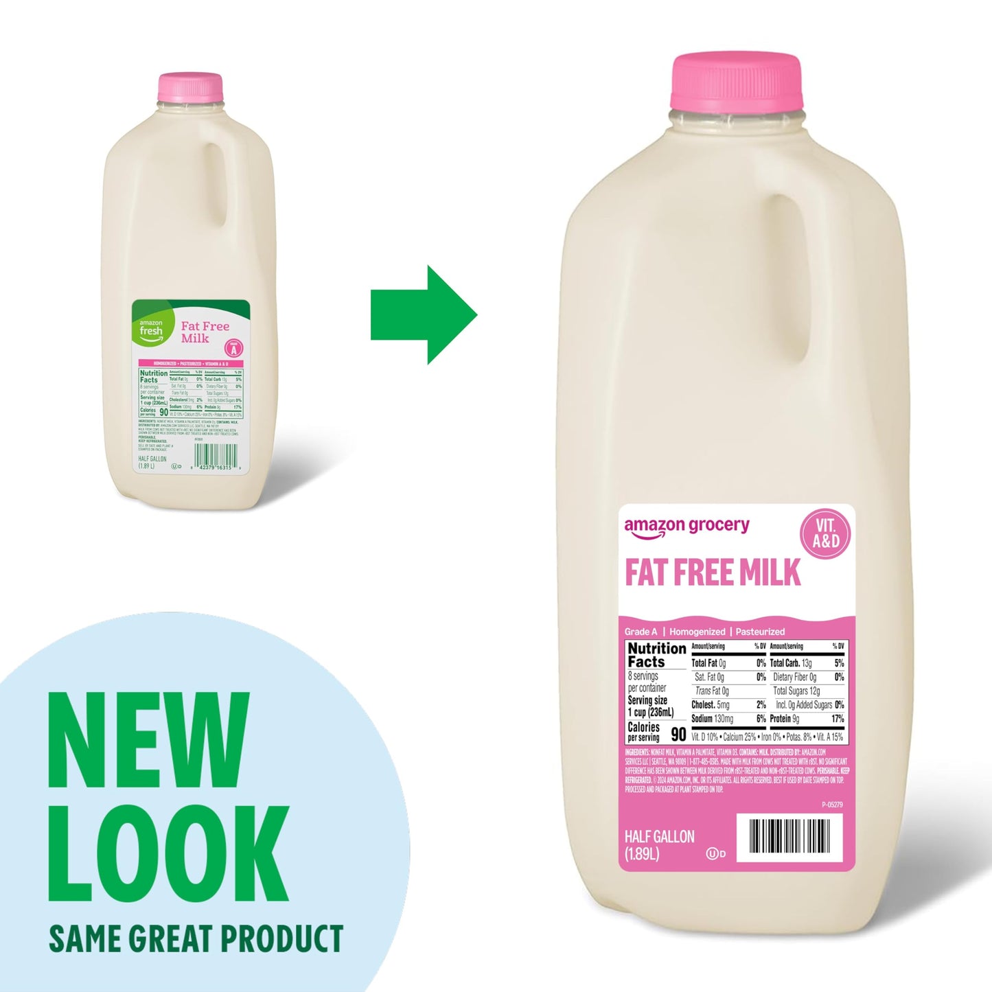 Happy Belly Amazon Brand Fat Free Skim Milk Half Gallon 64 Ounce