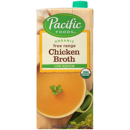 Pacific Broth, Chicken, Organic, Free Range, Low Sodium, 32 Oz. (Pack of 2)