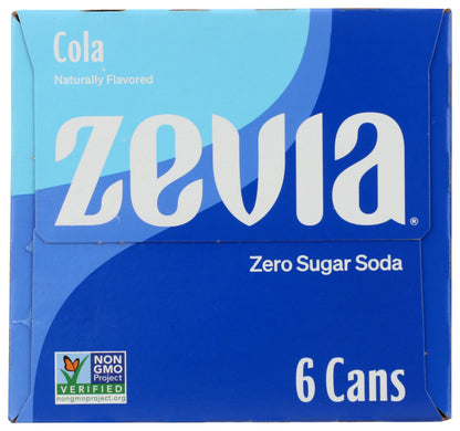 Zevia Zero Calorie Soda Cola, 12 Oz Pack of 6