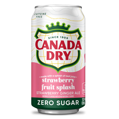 Canada Dry Fruit Splash Strawberry Ginger Ale Zero Sugar Soda, 12 fl oz cans, 12 pack