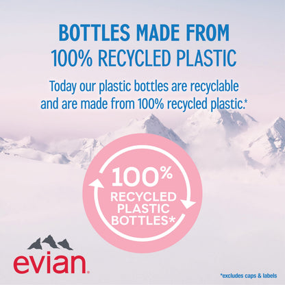 Evian Natural Spring Water, 1 L bottles, 6 pack