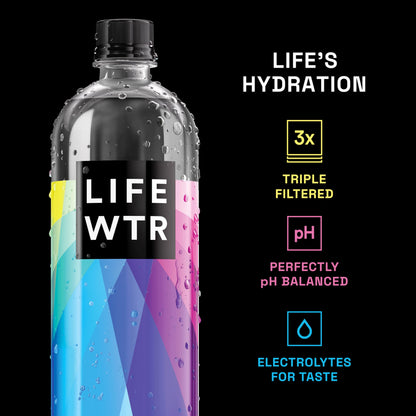 LIFEWTR Premium Purified Water, pH Balanced with Electrolytes, 100% recycled plastic bottles, 33.8 Fl Oz, 1L (Pack of 6)