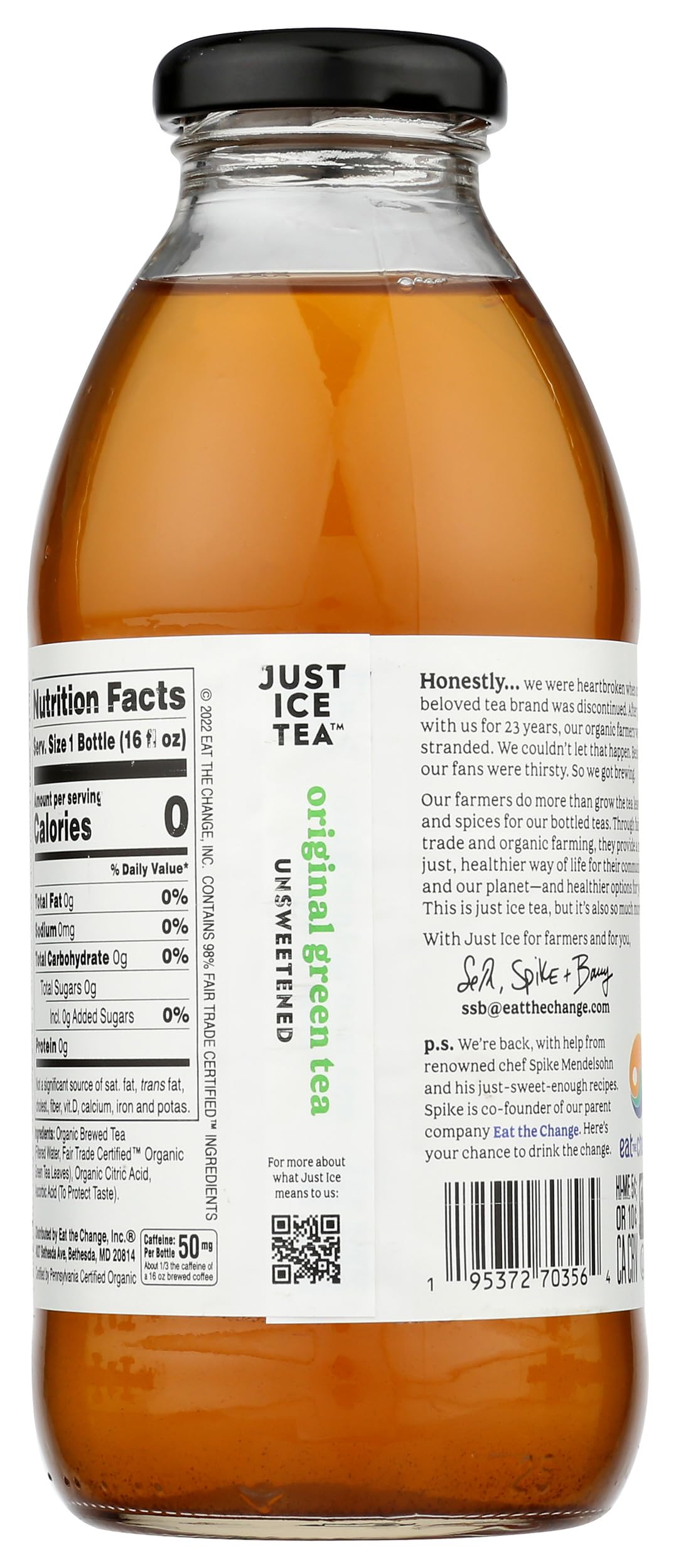 Just Ice Tea, Tea Green Original Organic, 16 Fl Oz