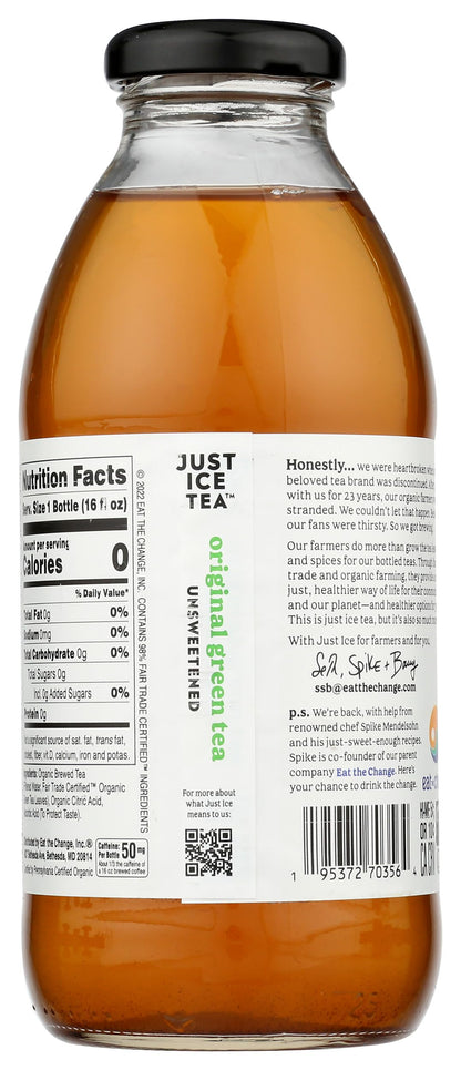 Just Ice Tea, Tea Green Original Organic, 16 Fl Oz