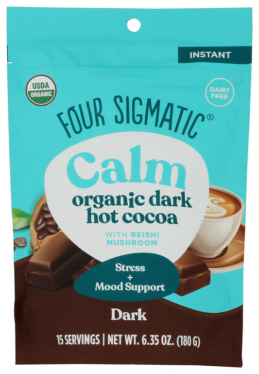 Four Sigmatic Organic Dark Hot Cocoa with Reishi Mushroom, Calm, Instant, Vegan, Dairy Free, 6.35 Ounces (Pack of 6)