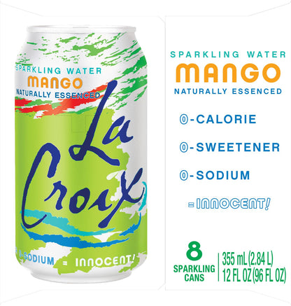 La Croix, Water Sparkling Mango, 12 Fl Oz, 8 Pack