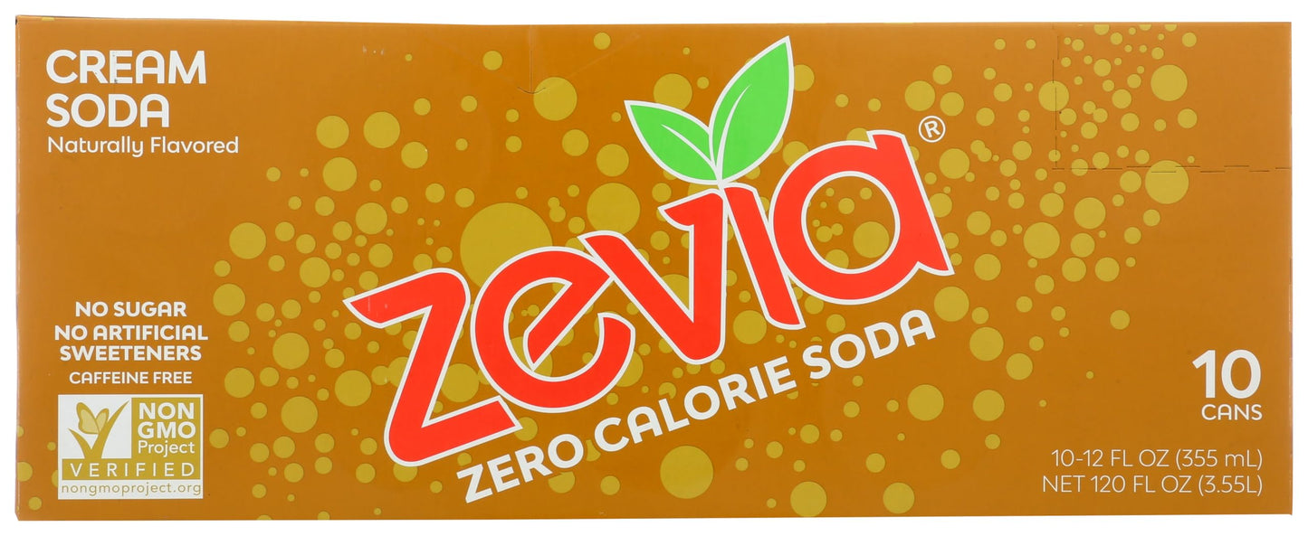 Zevia Zero Calorie Soda, Cream, 12 Fluid Ounce