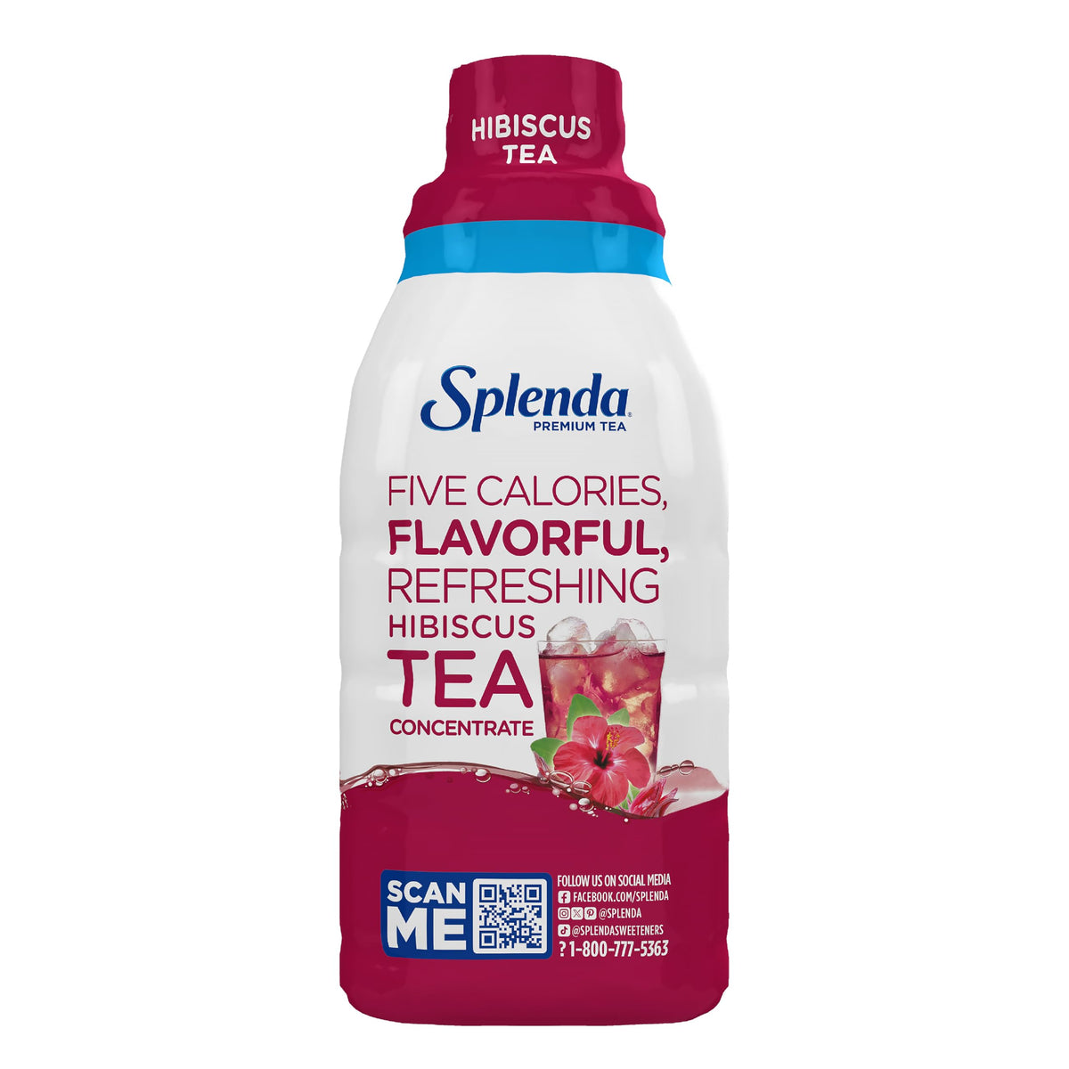 SPLENDA Premium Hibiscus Tea 1:1 Concentrate, Zero Sugar, Gluten Free, Real Brewed Tea, 32 Fl Oz