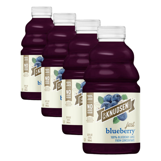R.W. Knudsen Just Blueberry Juice, 32 fl oz (Pack of 4)