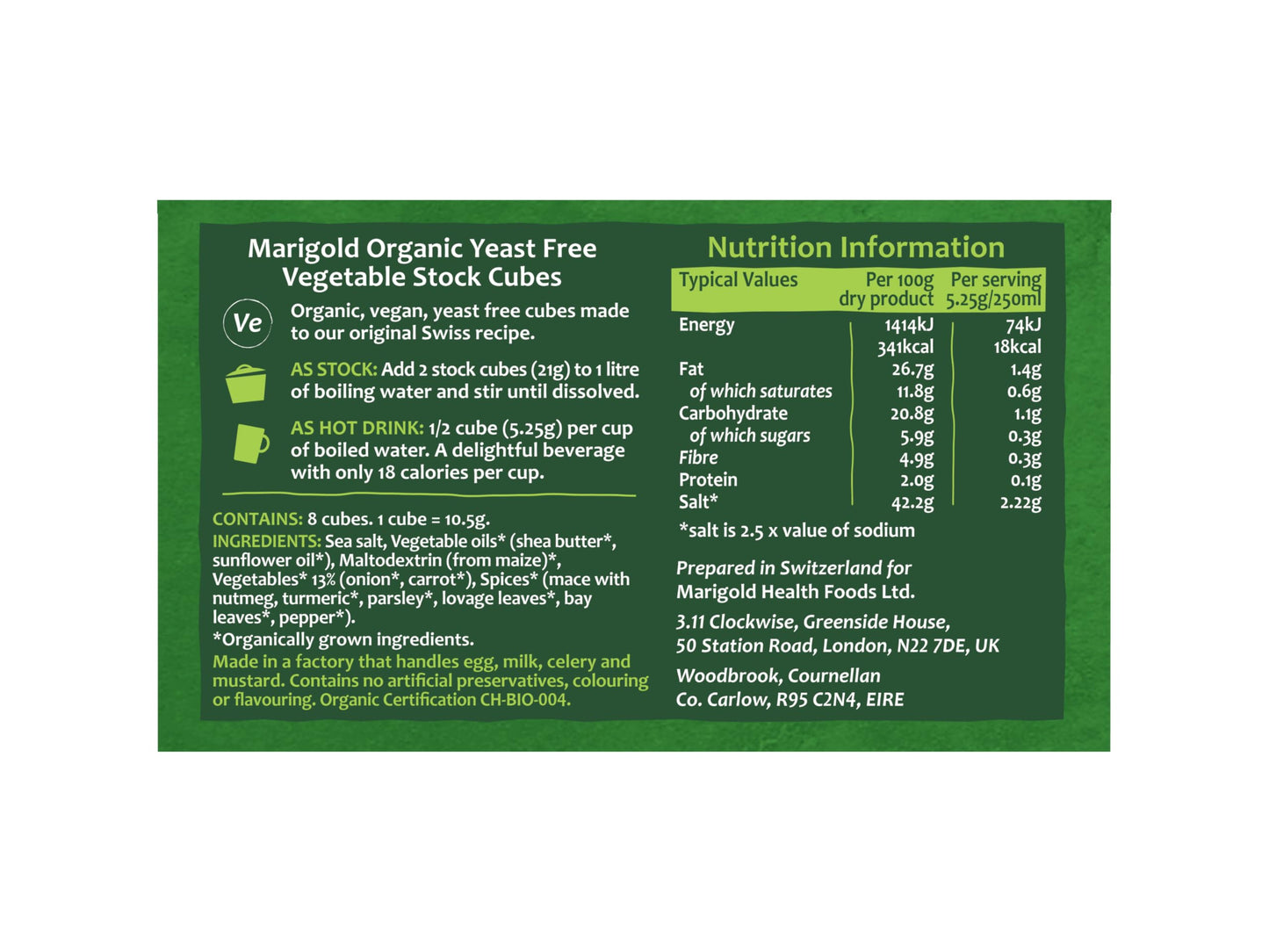 Marigold Organic Yeast Free Stock Cube 84g