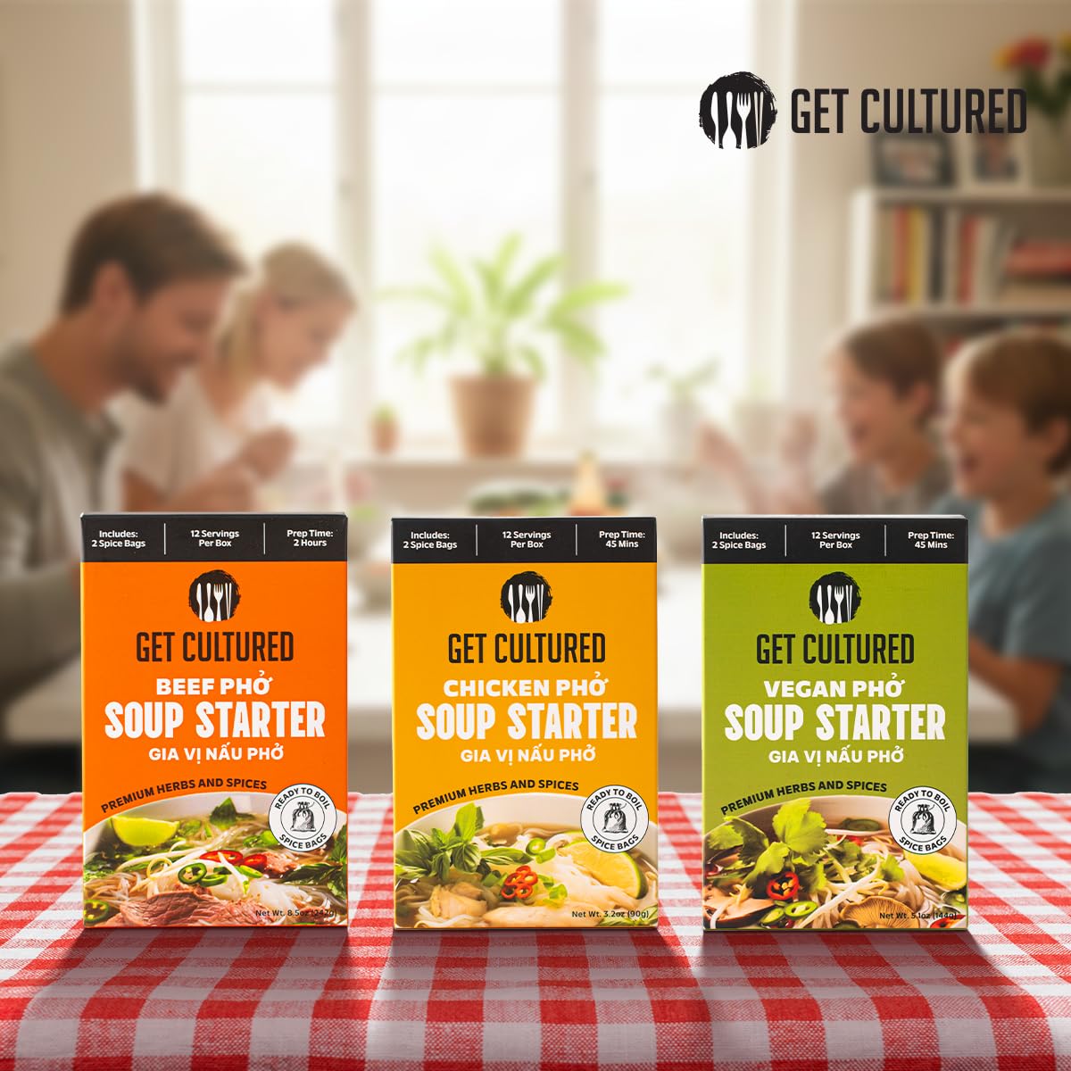 Get Cultured Box Beef Pho Soup Starter, Authentic Vietnamese Beef Broth Base with Curated Herbs & Spices – Make Fast, Flavorful and Authentic Pho at Home, 3.2 oz (10-12 Servings)