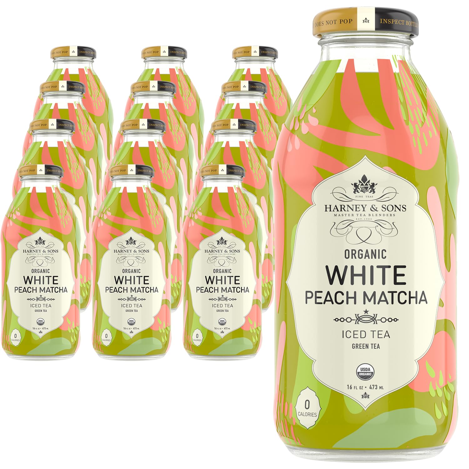 Harney & Sons White Peach Matcha Iced Tea, 16 fl oz Bottles (Pack of 1 ...