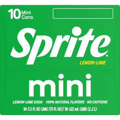Sprite Lemon Lime Soda Soft Drinks, 7.5 fl oz, 10 Pack,Cans