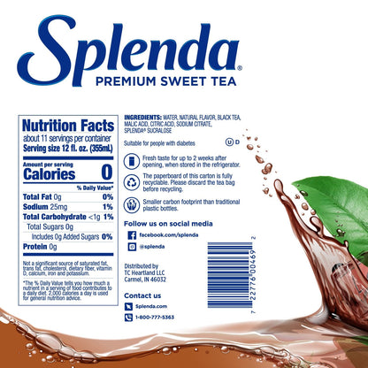 SPLENDA Premium Sweet Tea On Tap, 1 Gallon Bag In Box Ready to Drink Liquid, Sweet Tea, 128 Fl Oz