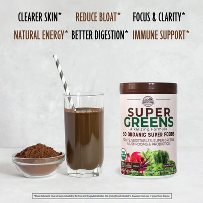 COUNTRY FARMS Super Greens Drink Mix Bundle - Natural & Chocolate Flavors, 50 Organic Superfoods, 20 Servings Each