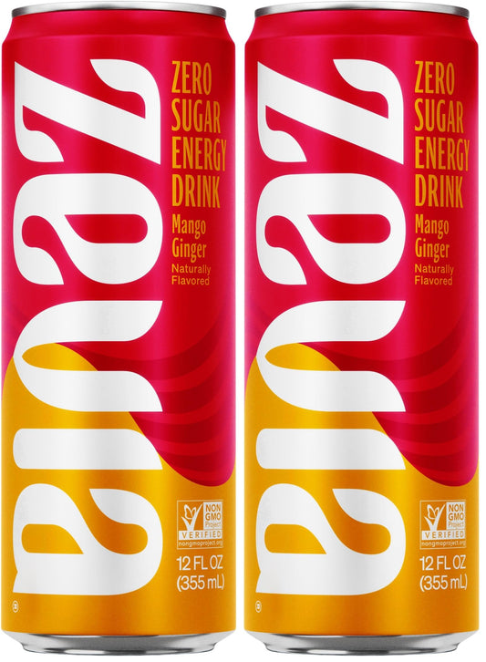 Zevia, Drink Energy Mango Ginger, 12 Fl Oz (Pack of 2)