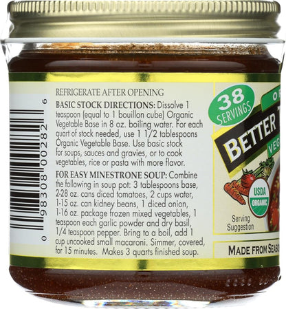 Better Than Bouillon Organic Vegetable Base, Made from Seasoned & Concentrated Vegetables, Organic & Vegan, Makes 9.5 Quarts of Broth, 8 OZ Jar (Pack of 3)